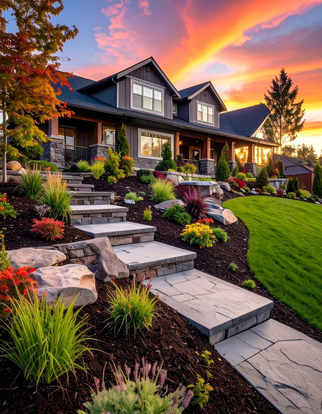 Slope Stabilization Garden - 30 Front Yard Landscaping Ideas With Rocks and Mulch