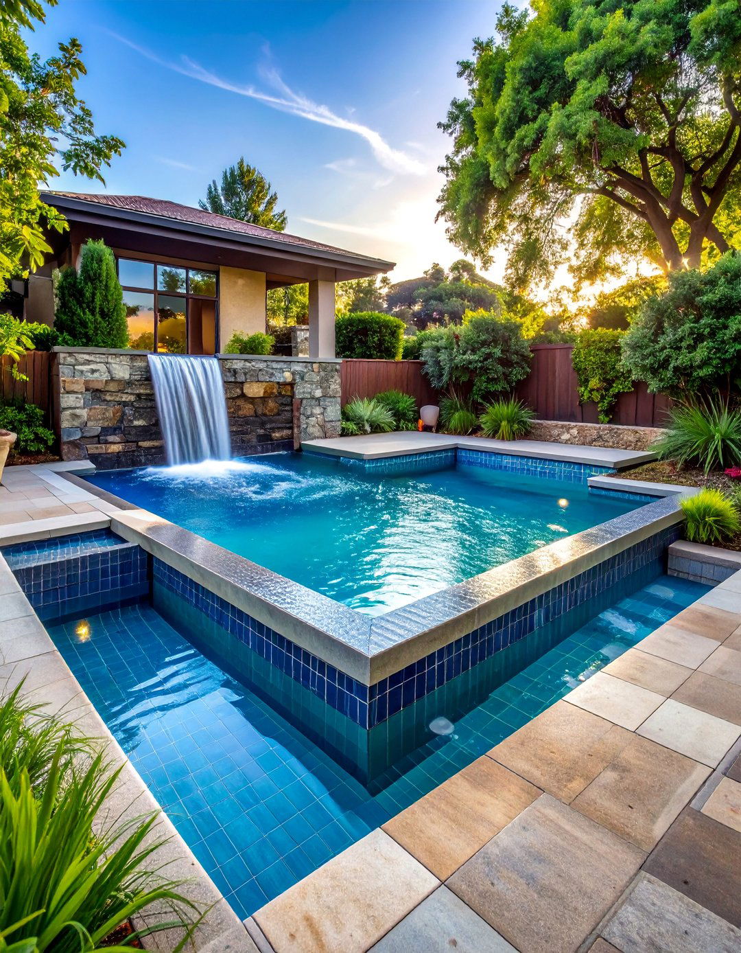 Small Plunge Pool with Integrated Spa - 40 Backyard Pool Ideas for a Refreshing Summer Oasis