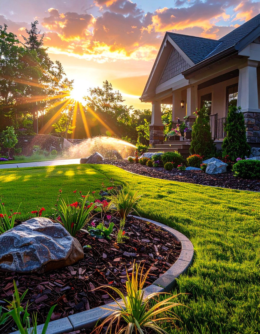 Smart Irrigation Integration - 30 Front Yard Landscaping Ideas With Rocks and Mulch