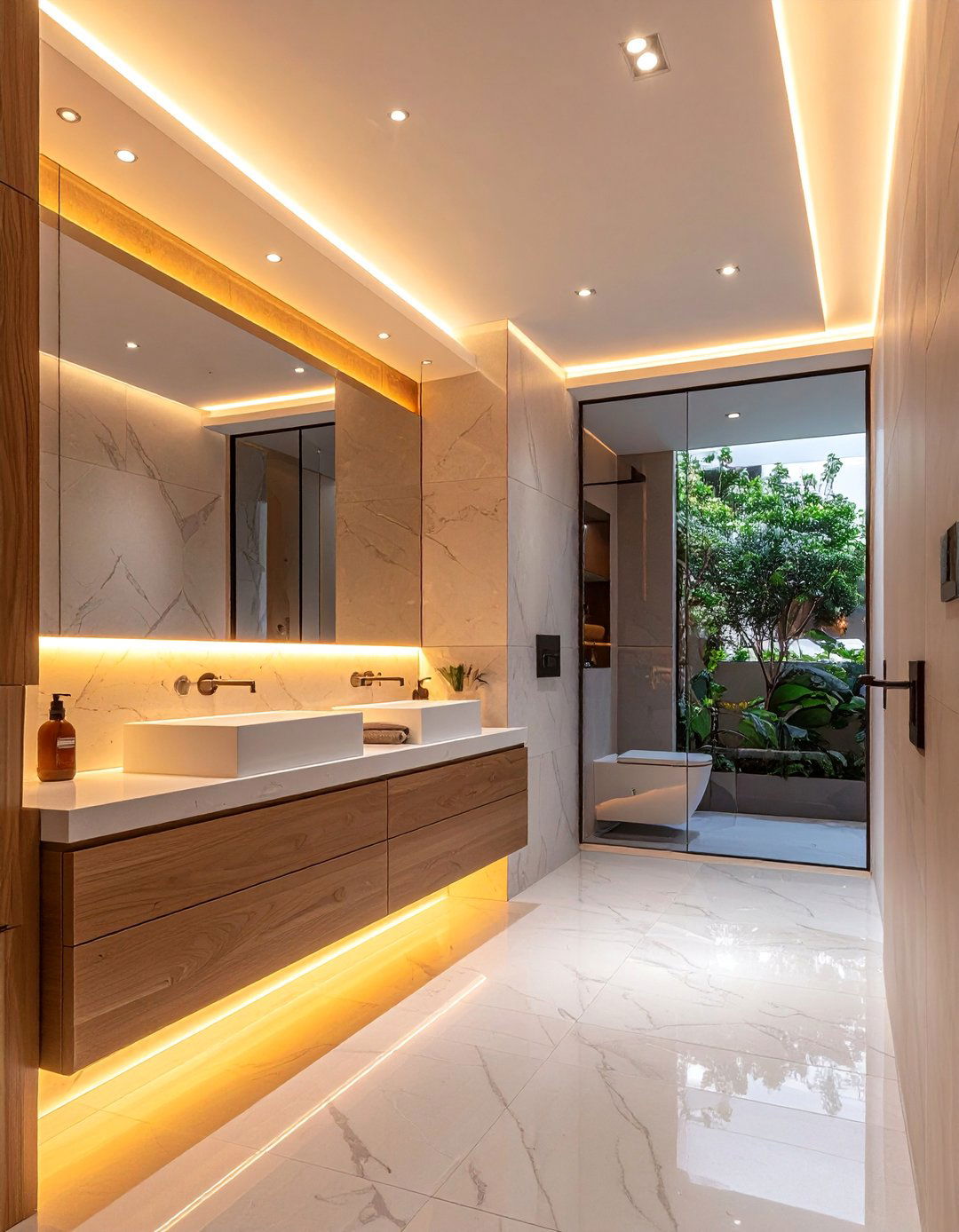 Smart LED Lighting Solutions - 20 Hallway Bathroom Ideas for Functional Spaces