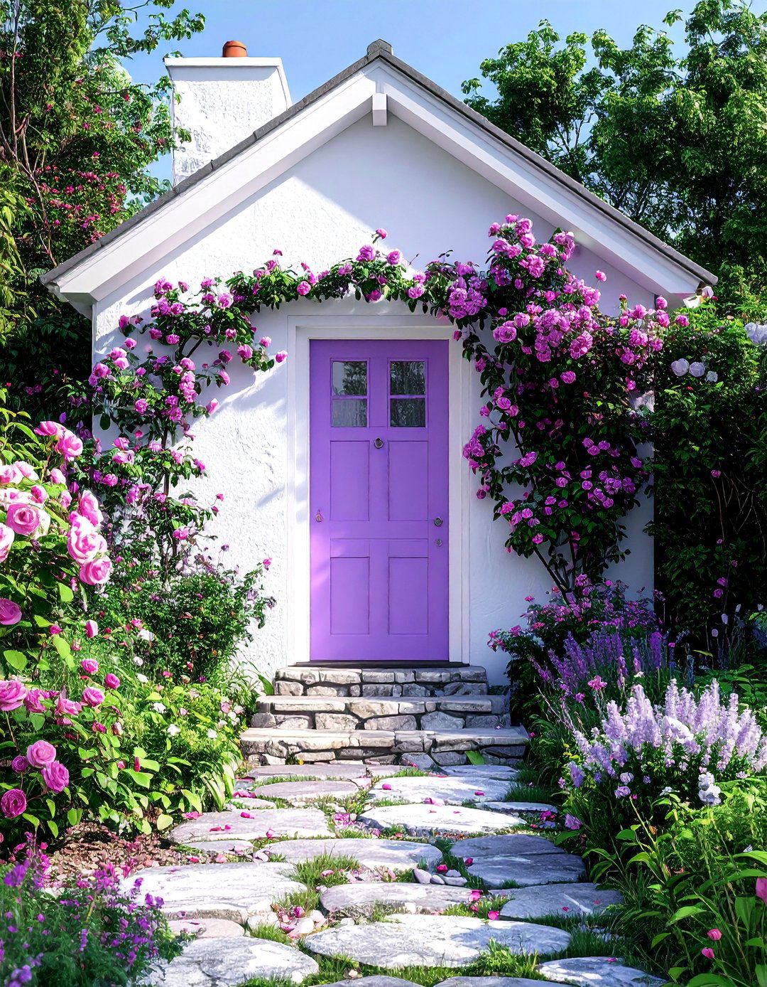 Soft Lavender Purple Front Door for a Cottage - 20 Purple Front Door Ideas for a Bold Entrance
