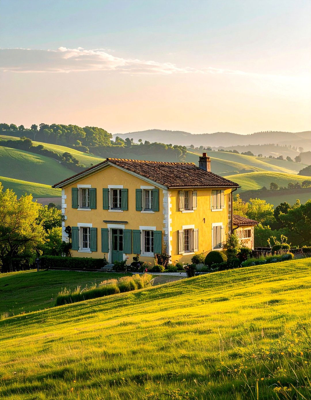 Soft Muted Exterior Color Palette - 30 Traditional French Country House Exterior Ideas
