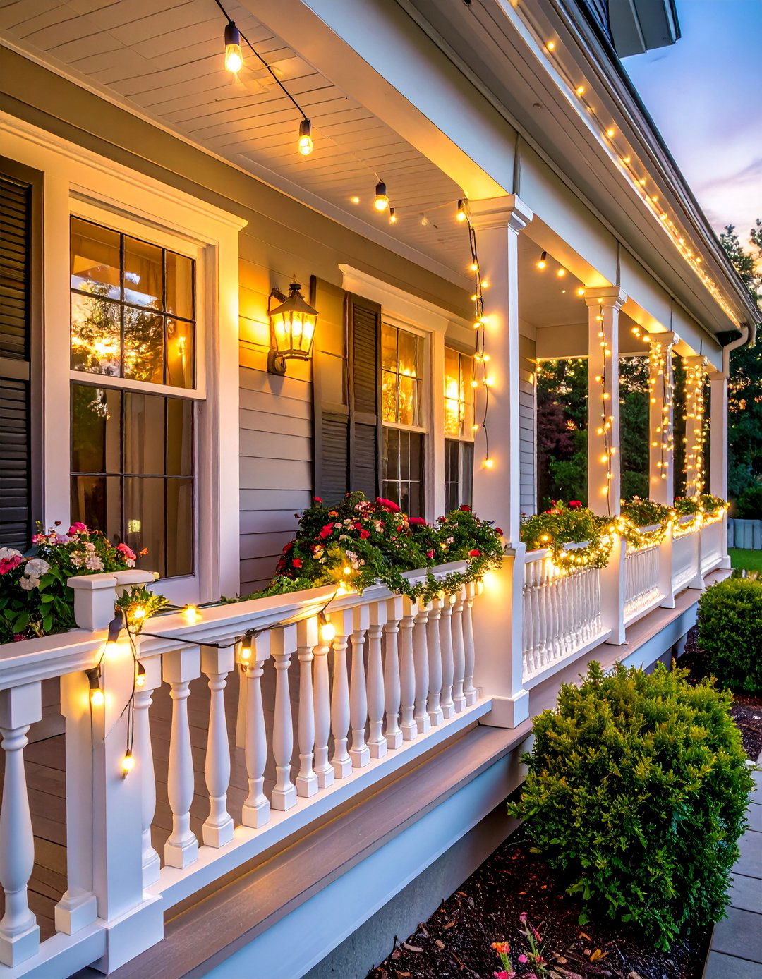 Solar Powered Perimeter Lighting - 20 Front Porch String Lights Ideas for a Cozy Ambiance