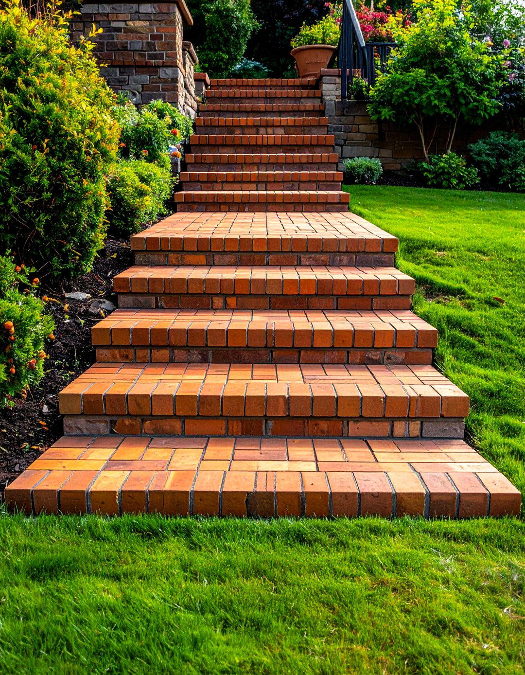 Solid Brick Outdoor Steps - 20 Brick Landscaping Ideas for Timeless Outdoor Charm