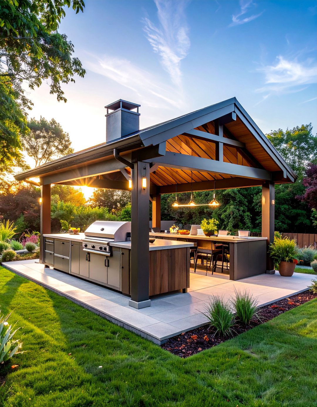 Solid Metal Pavilion Roofs - 20 Outdoor Kitchen Roof Ideas for Shade and Style