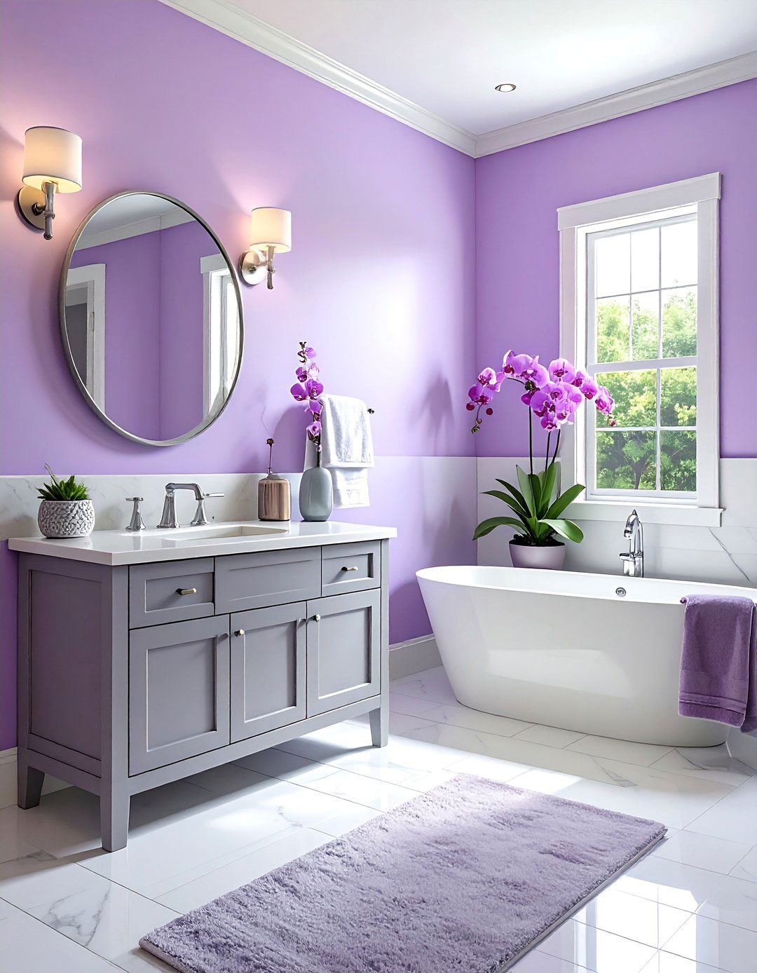 Soothing Lavender Bathroom Walls - 40 Bathroom Paint Ideas for a Fresh New Look