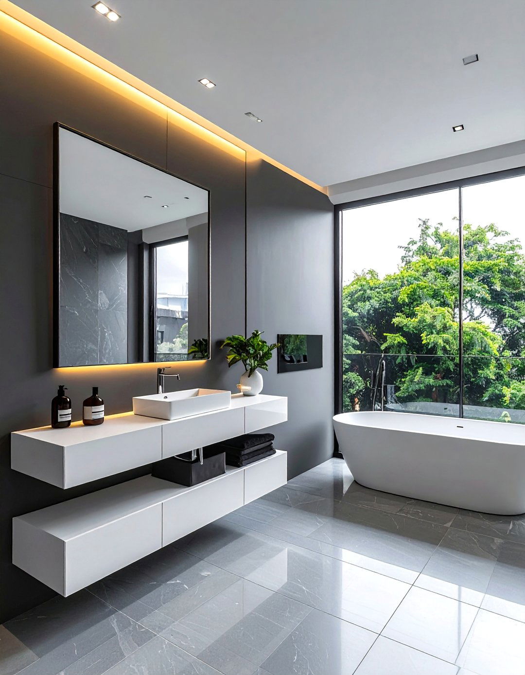 Sophisticated Charcoal Gray Bathroom - 40 Bathroom Paint Ideas for a Fresh New Look