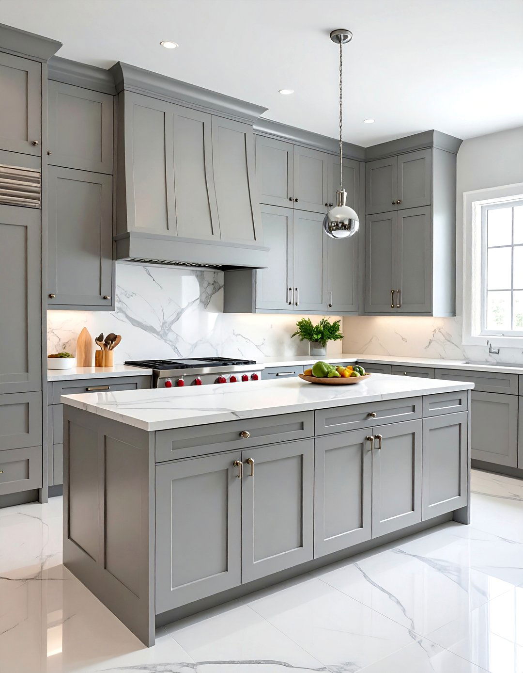 Sophisticated Light Gray Painted Kitchen Cabinets - 40 Painted Kitchen Cabinet Ideas to Refresh Your Space