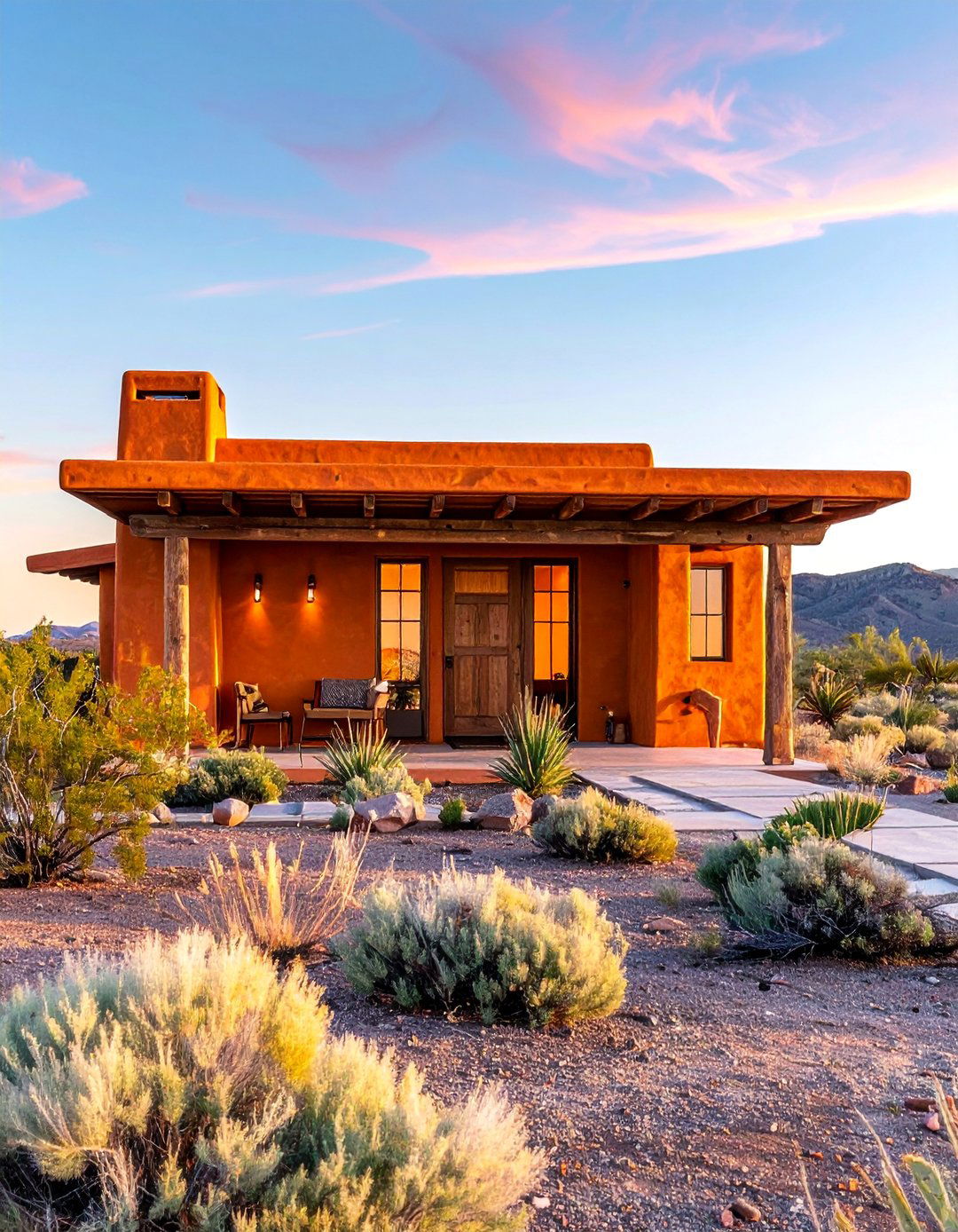 Southwestern Style with Burnt Orange Natural Clay Siding - 20 Home Designs Using Natural Clay Siding Colors