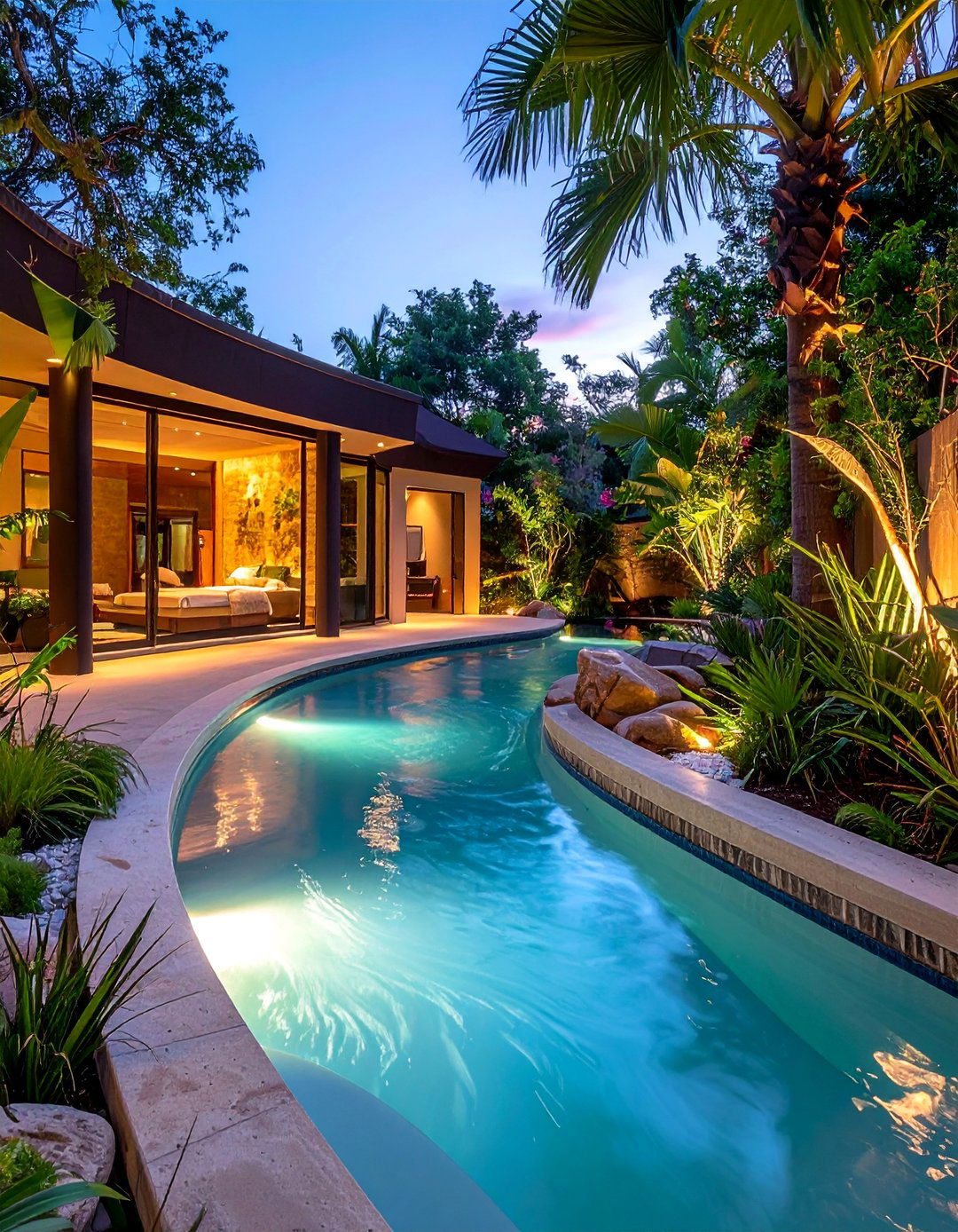 Spa Retreat Lazy River Sanctuary - 20 Lazy River Swimming Pool Ideas for Backyard Bliss