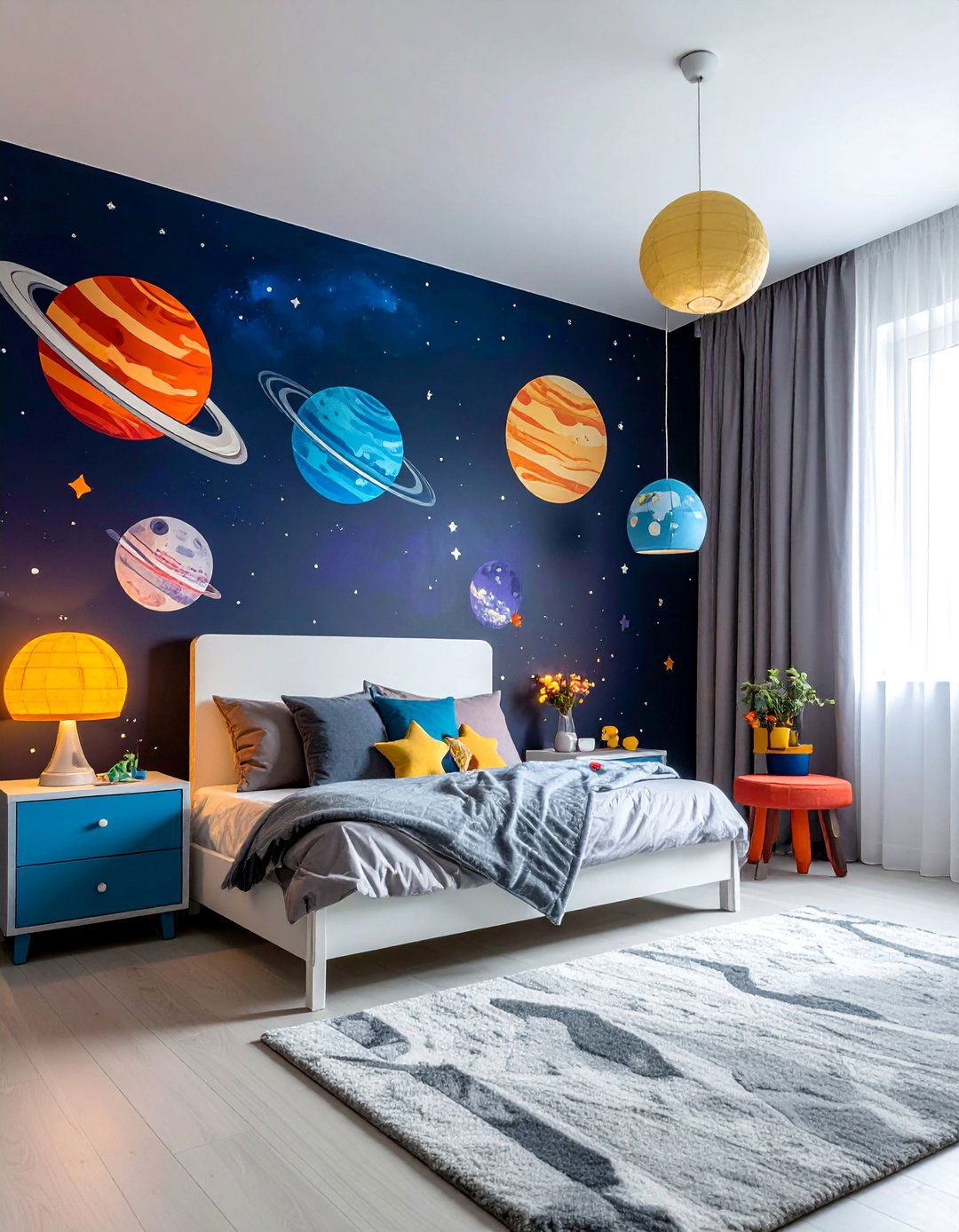 Space Galaxy Star Explorer - 30 Kids Room Accent Wall Ideas for a Fun and Creative Space