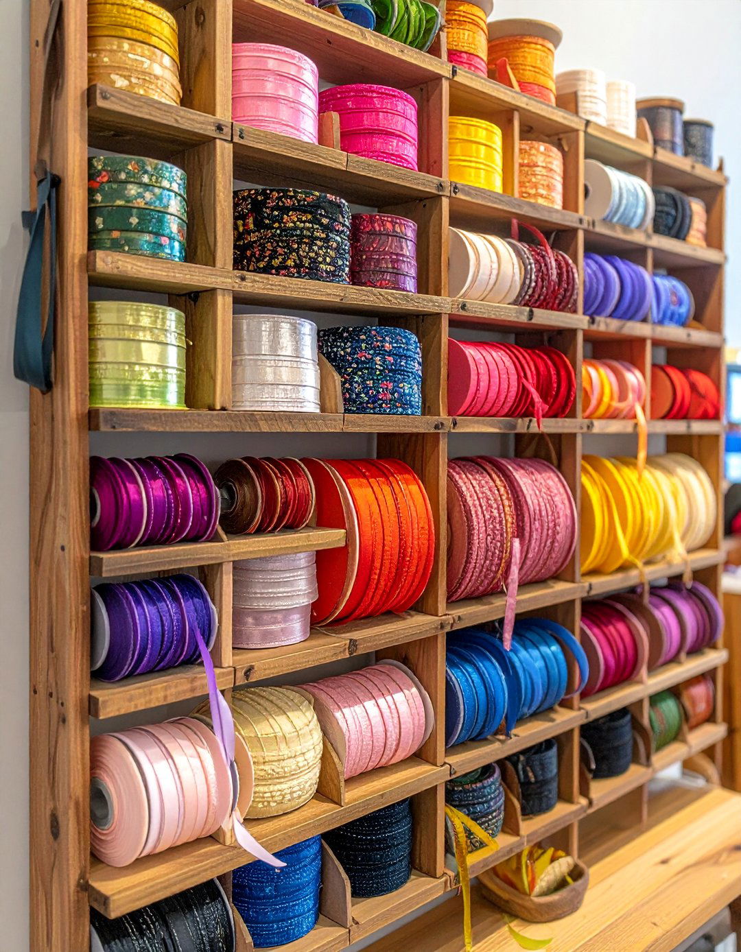 Spice Rack Repurposing - 15 Ribbon Storage Ideas to Keep Your Craft Room Organized