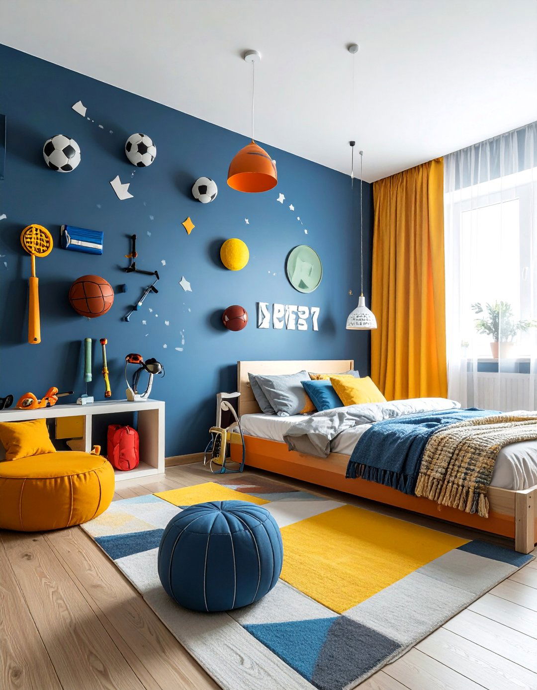 Sports Arena Championship Wall - 30 Kids Room Accent Wall Ideas for a Fun and Creative Space