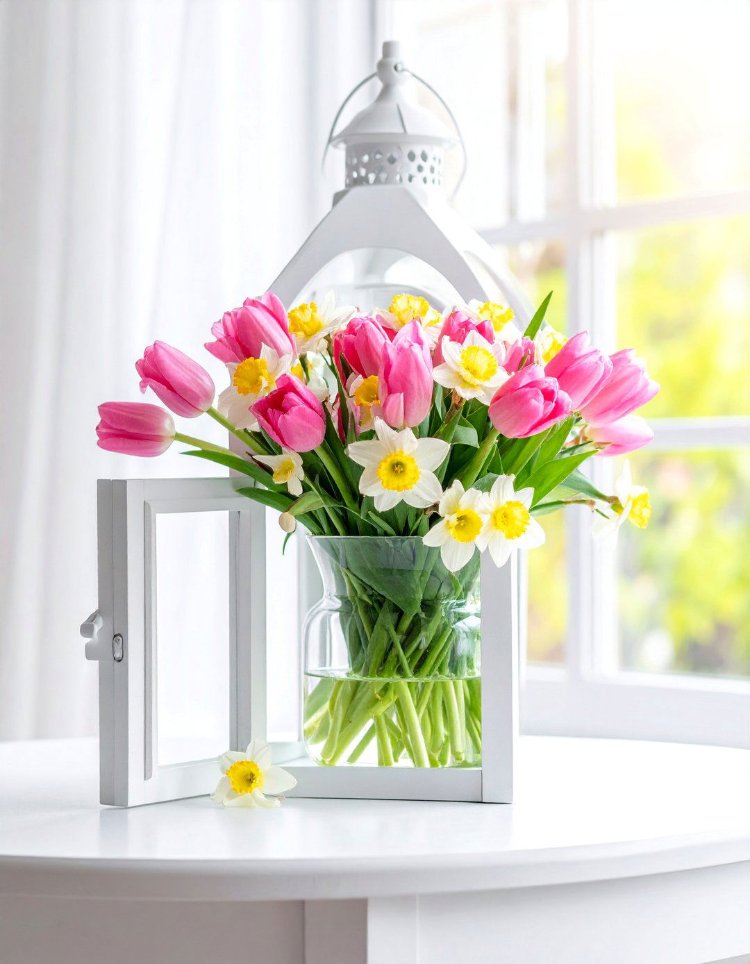Spring Floral Lantern Arrangement - 30 Lantern Decor Ideas to Illuminate Your Home and Garden