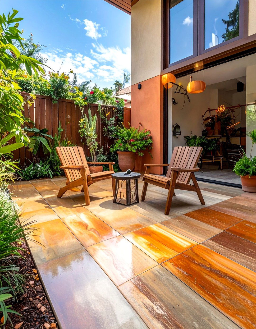 Stained Concrete Patio with Earthy Tones - 40 Concrete Patio Ideas for a Modern and Durable Outdoor Space