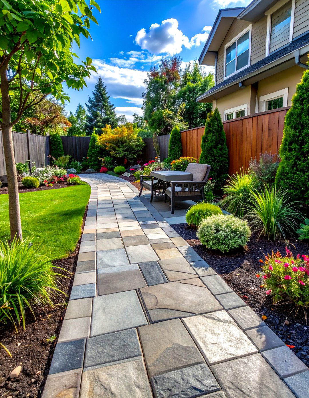 Stamped Concrete Paver Walkway - 30 Paver Walkway Ideas to Beautify Your Garden