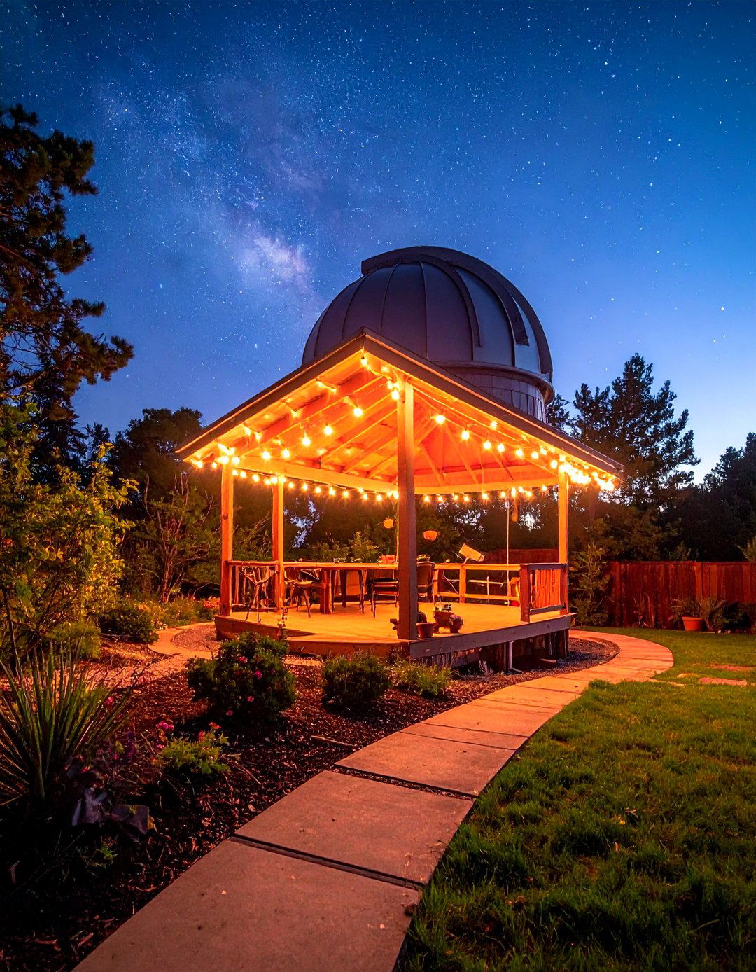 Stargazing Observatory Setup - 40 Patio String Light Ideas to Illuminate Your Nights