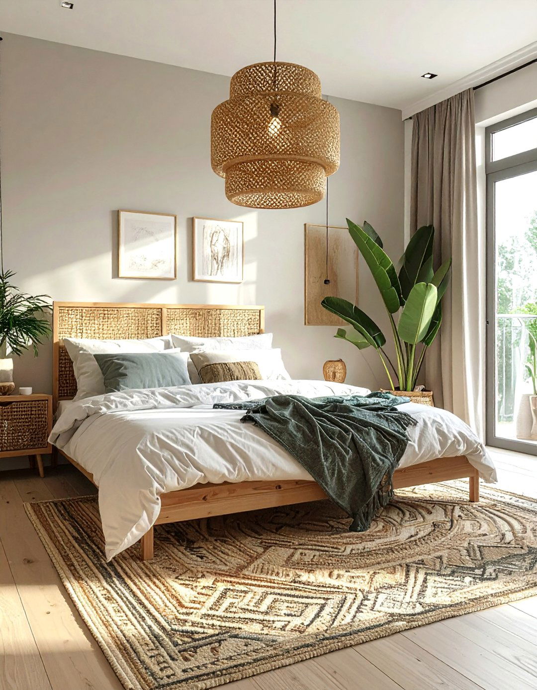 Statement Pendant Light in a Boho Bedroom - 40 Boho Bedroom Ideas for a Cozy and Eclectic Retreat