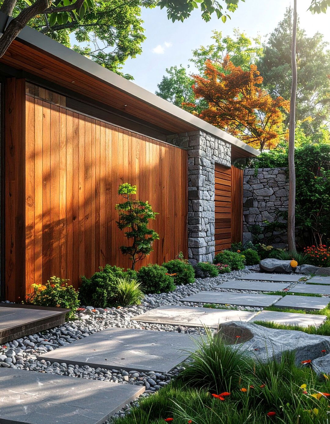 Stone and Wood Privacy Screen Combinations - 30 Outdoor Privacy Screen Ideas for Your Backyard