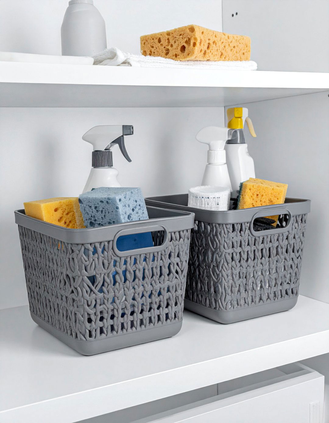 Store Cleaning Supplies in Caddies - 30 Linen Closet Organization Ideas for a Tidy Home
