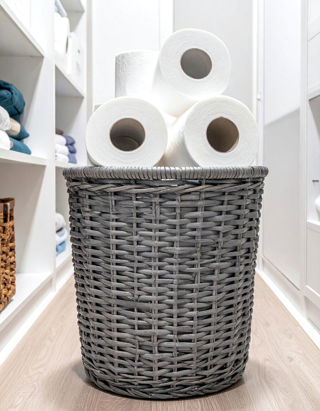 Store Extra Toilet Paper in Decorative Towers - 30 Linen Closet Organization Ideas for a Tidy Home
