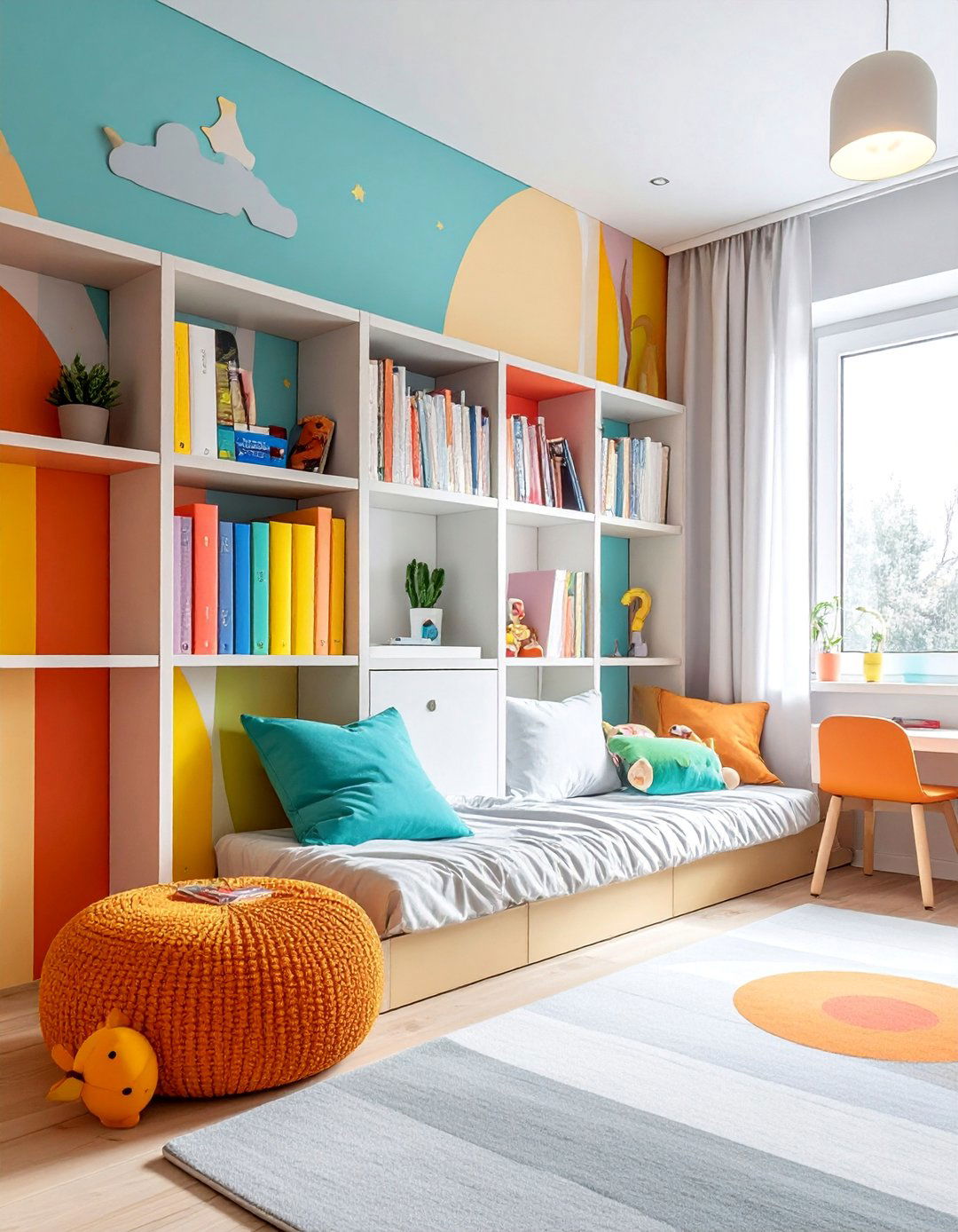 Storybook Library Literary Landscape - 30 Kids Room Accent Wall Ideas for a Fun and Creative Space