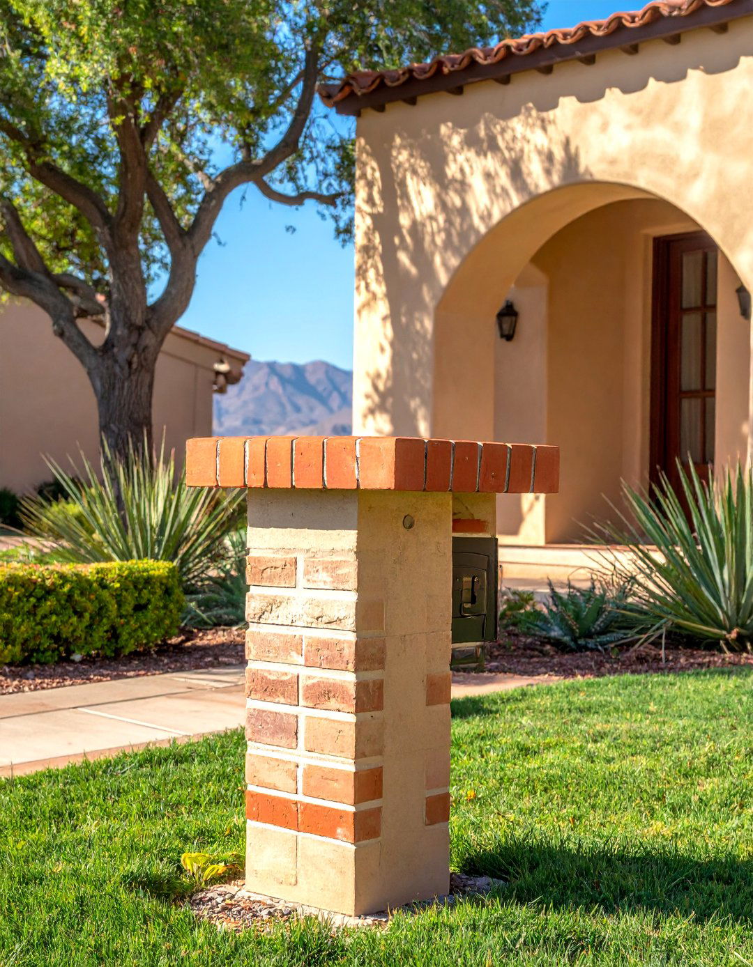 Stucco and Brick Mailbox Combination - 30 Brick Mailbox Ideas to Elevate Your Curb Appeal