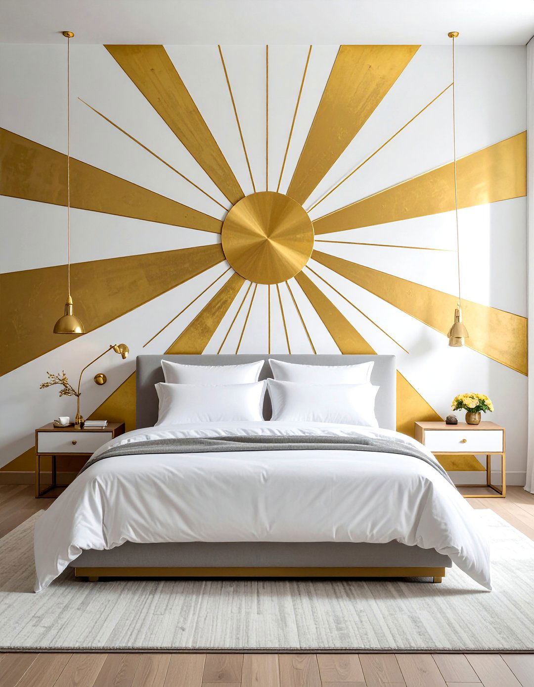 Sunburst Geometric Accent Wall - 25 Geometric Accent Wall Ideas for Modern Spaces