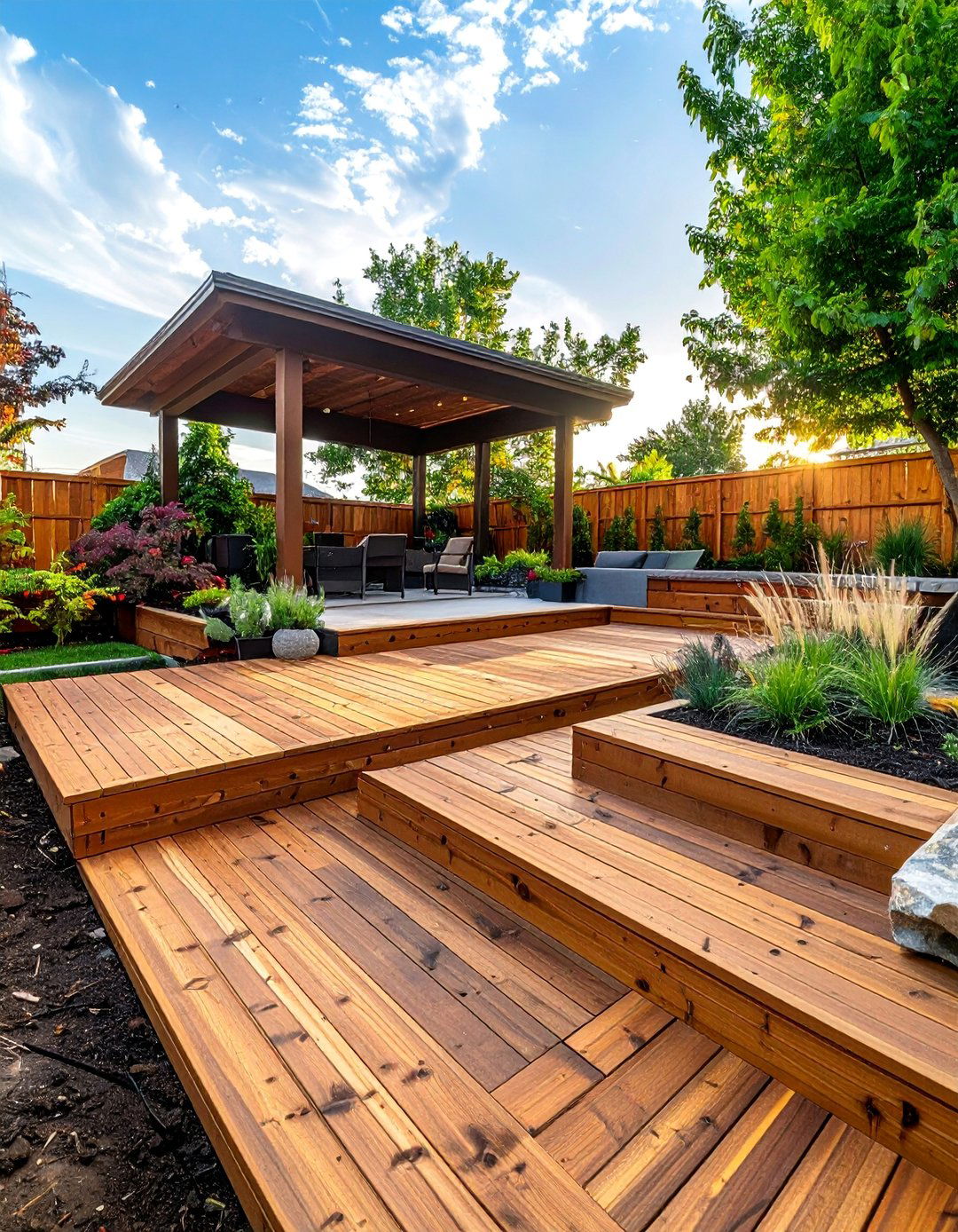 Sunken Deck Design - 30 Backyard Deck Ideas on a Budget for Outdoor Fun