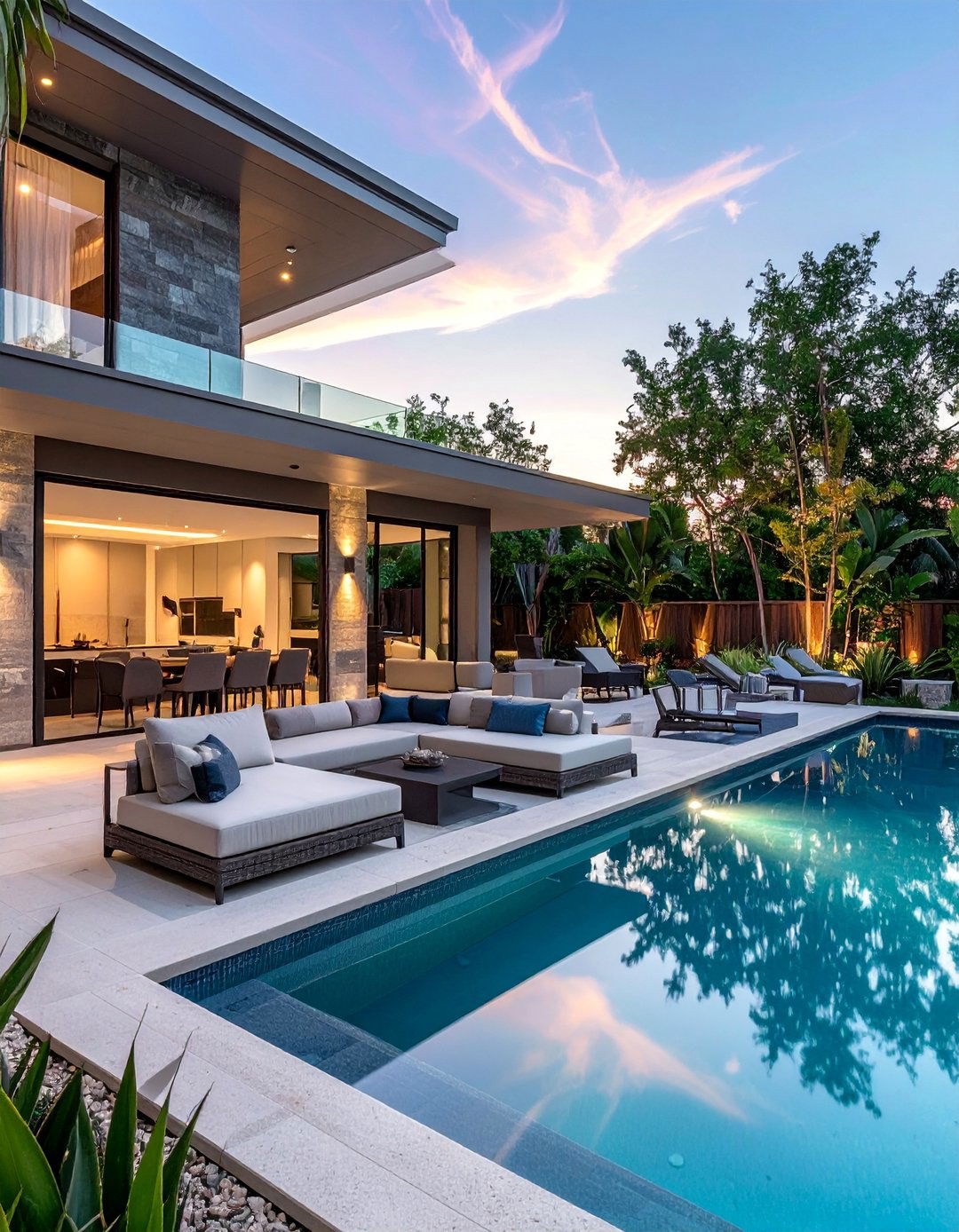 Sunken Patio Integrated with a Pool Deck - 20 Sunken Patio Ideas for a Unique and Cozy Outdoor Retreat