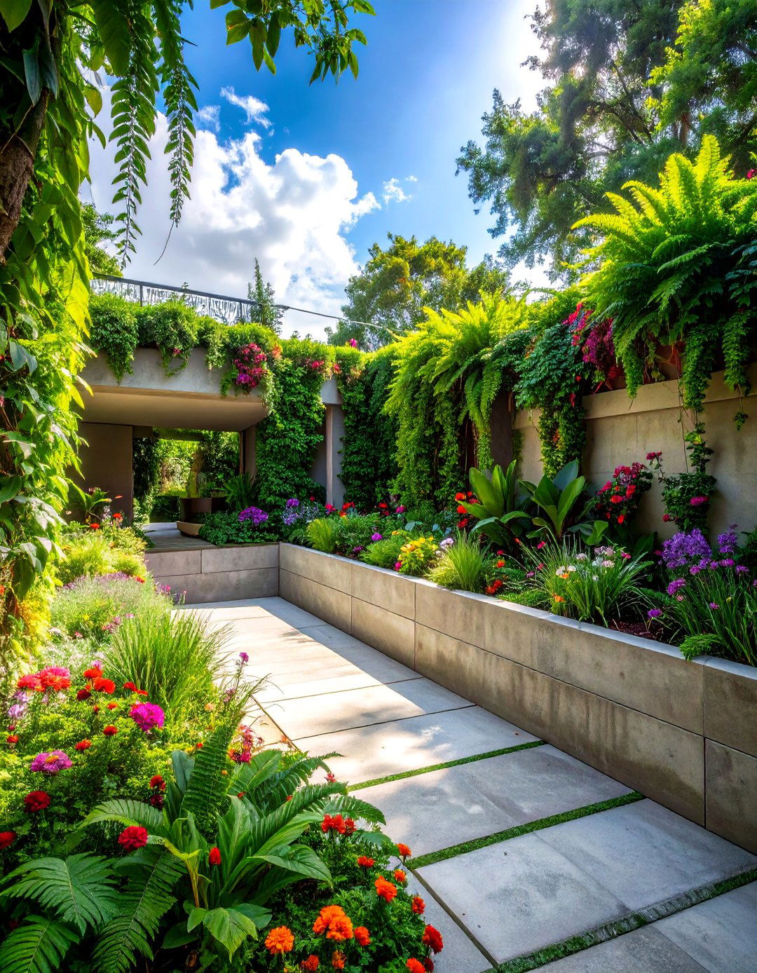 Sunken Patio with Built In Planters - 20 Sunken Patio Ideas for a Unique and Cozy Outdoor Retreat