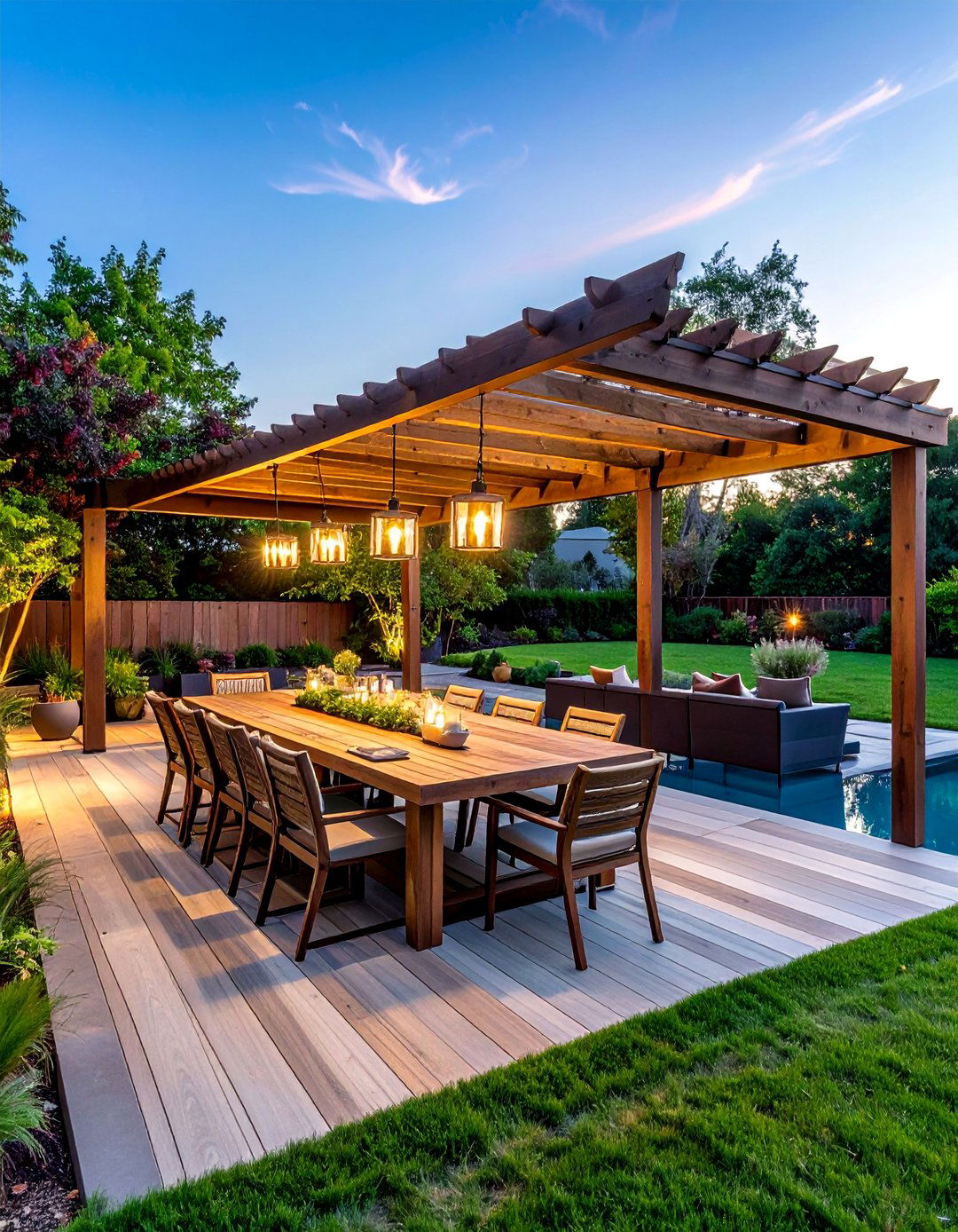Sunken Patio with a Dining Focus - 20 Sunken Patio Ideas for a Unique and Cozy Outdoor Retreat