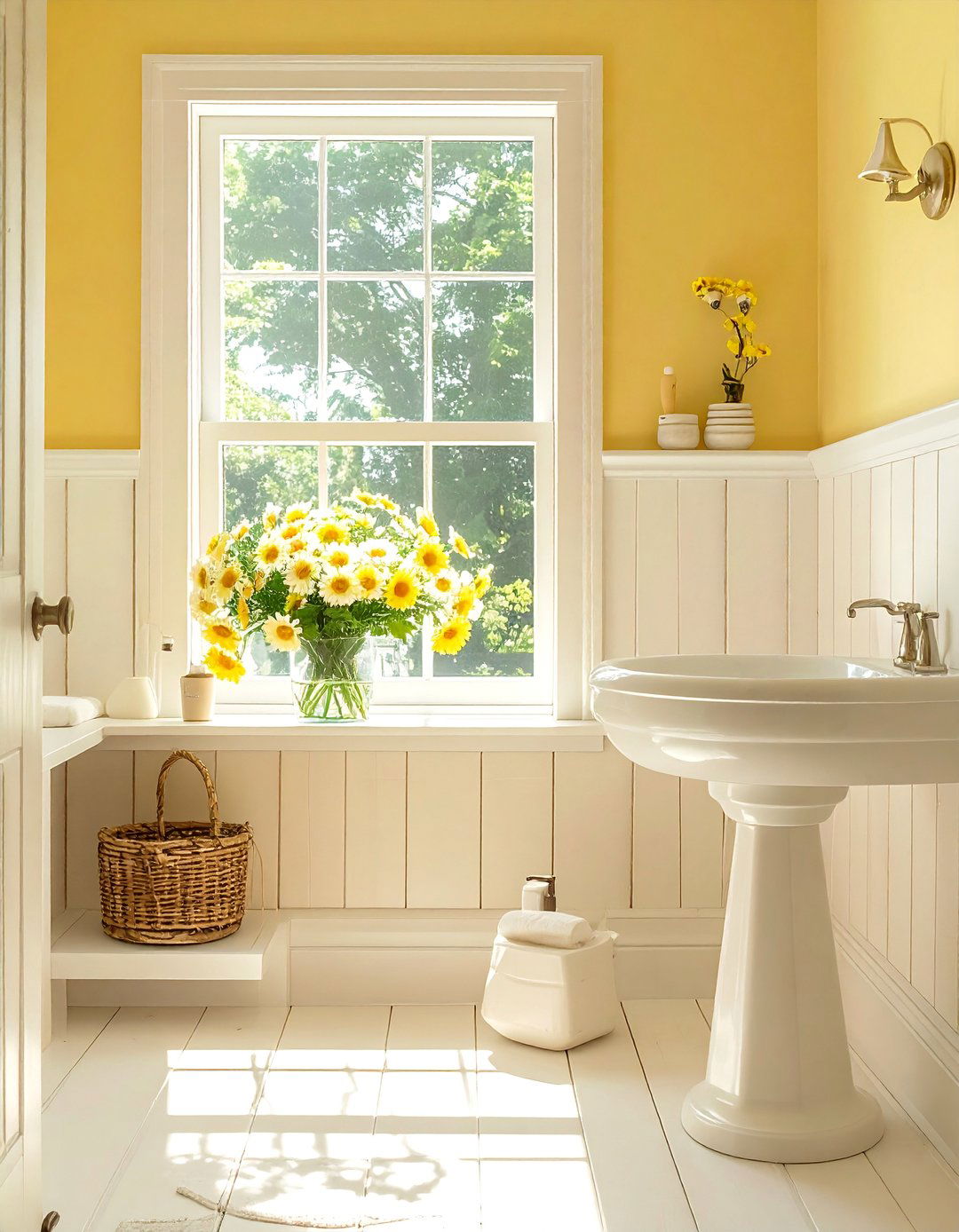 Sunny Pale Yellow Bathroom - 40 Bathroom Paint Ideas for a Fresh New Look