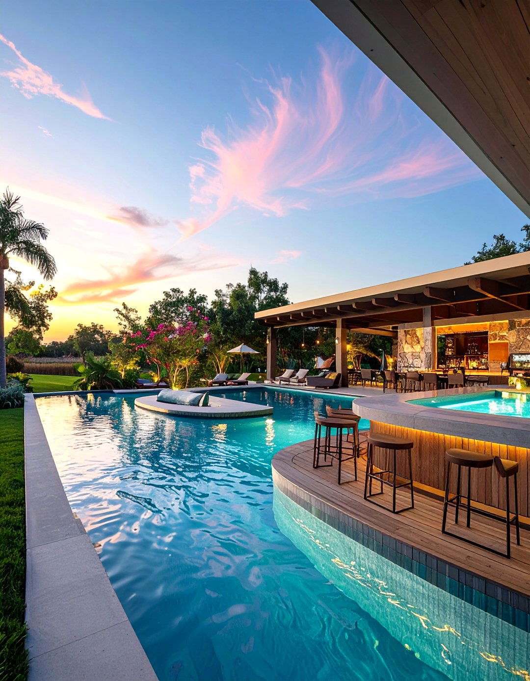 Swim Up Bar Lazy River Social Experience - 20 Lazy River Swimming Pool Ideas for Backyard Bliss