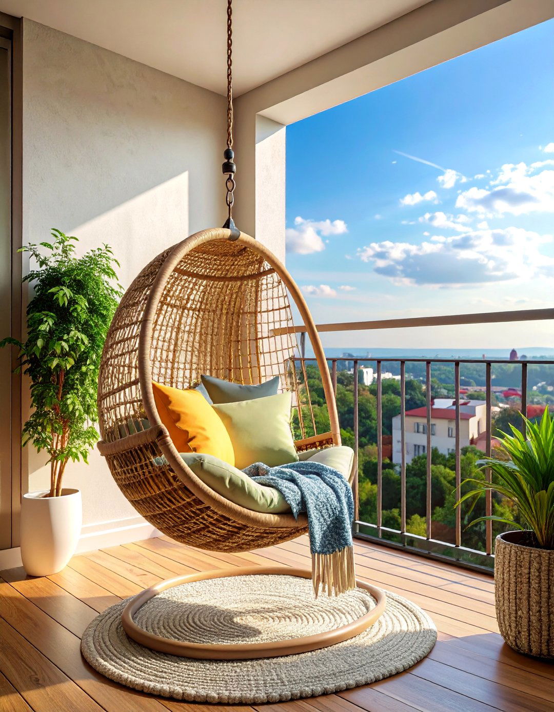 Swing Seating Retreat - 30 Small Balcony Ideas to Maximize Your Space