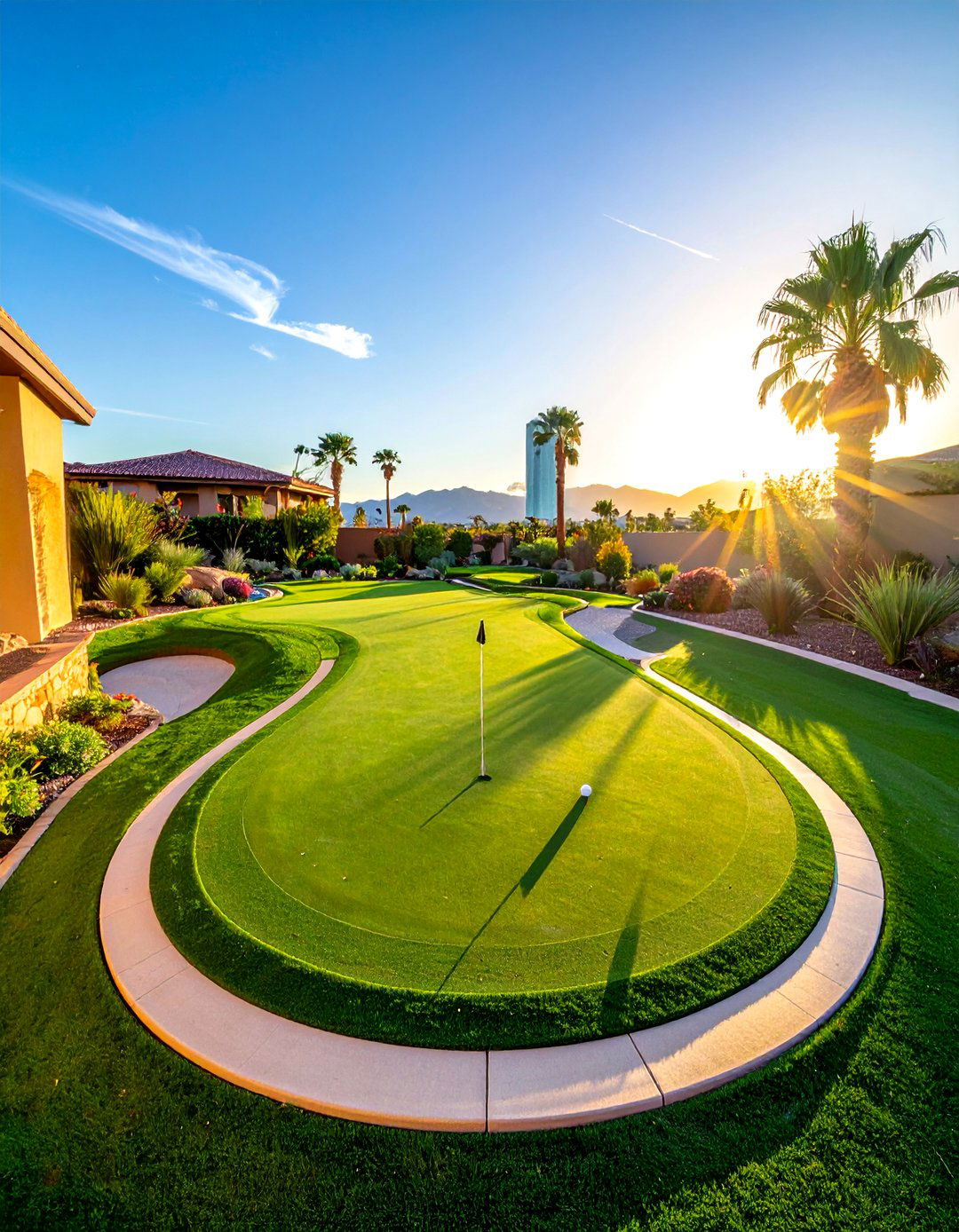 Synthetic Grass Putting Green - 30 Las Vegas Backyard Landscaping Ideas for Desert Living