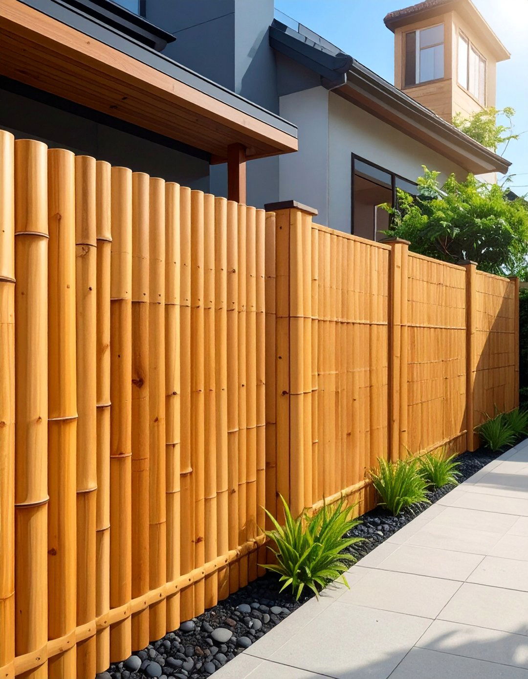 Synthetic Wood Bamboo Style Fence - 40 Japanese Fence Ideas for Serene Gardens