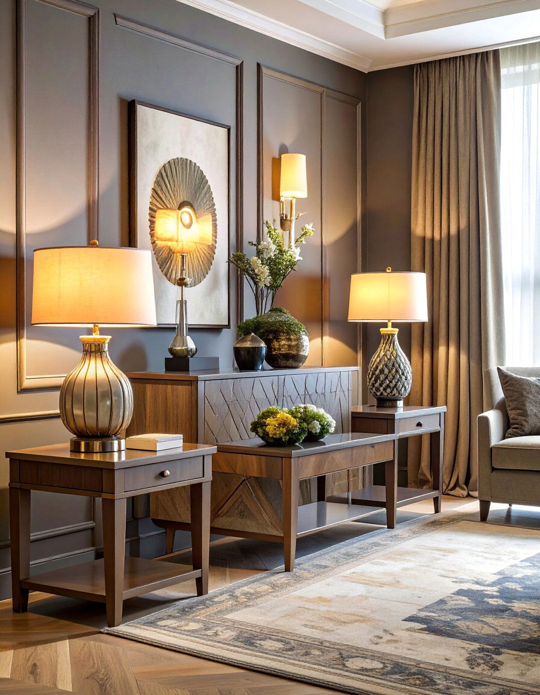 Table Lamp Coordination - 20 Living Room Lighting Ideas to Brighten Your Space