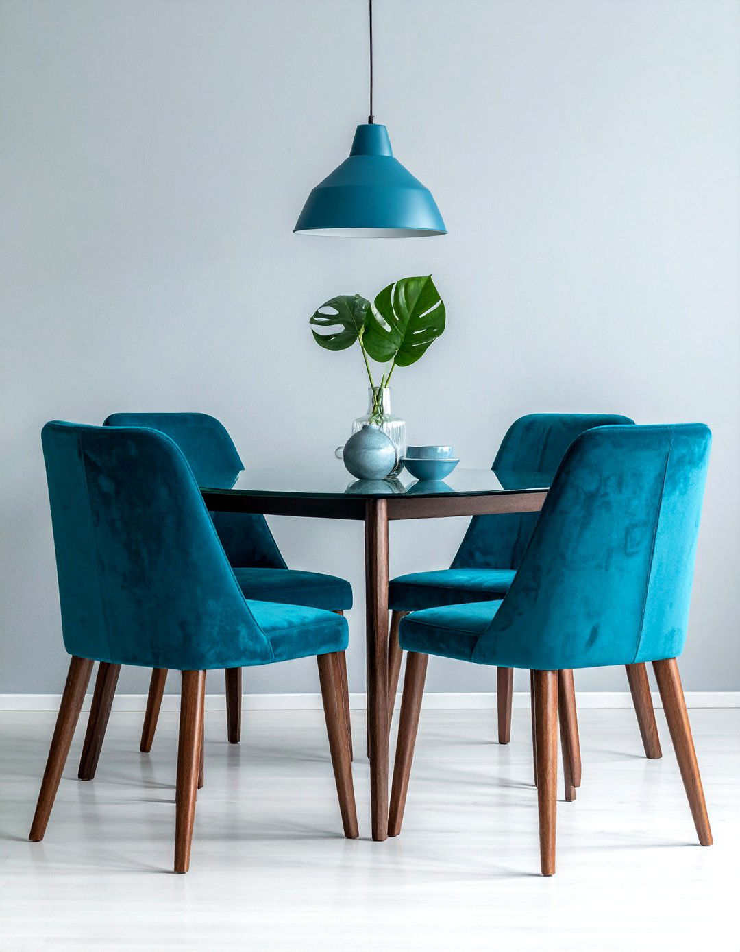 Teal Blue Velvet Dining Chairs - 40 Blue Dining Room Ideas for a Serene Space