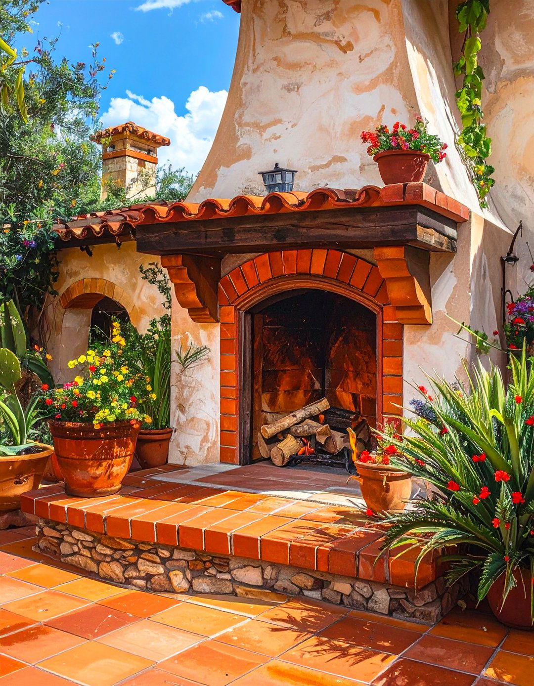 Terracotta Hearth Fireplace - 25 Spanish Style Fireplace Ideas for a Warm Ambiance