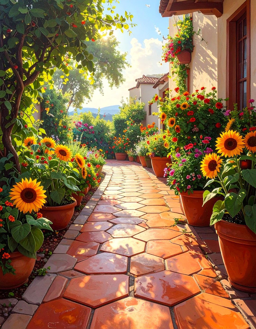 Terracotta Paver Walkway for a Warm Feel - 30 Paver Walkway Ideas to Beautify Your Garden