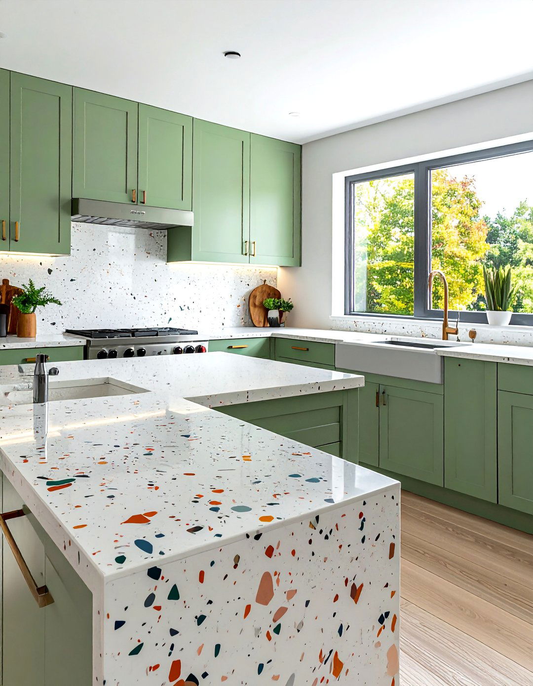 Terrazzo Look Flecked Quartz Kitchen Countertop - 20 Quartz Kitchen Countertops Ideas for Modern Homes