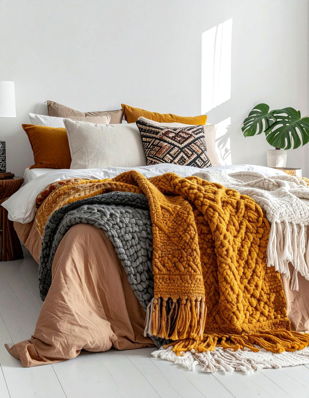 Textured Throw Blankets for a Cozy Boho Bedroom - 40 Boho Bedroom Ideas for a Cozy and Eclectic Retreat