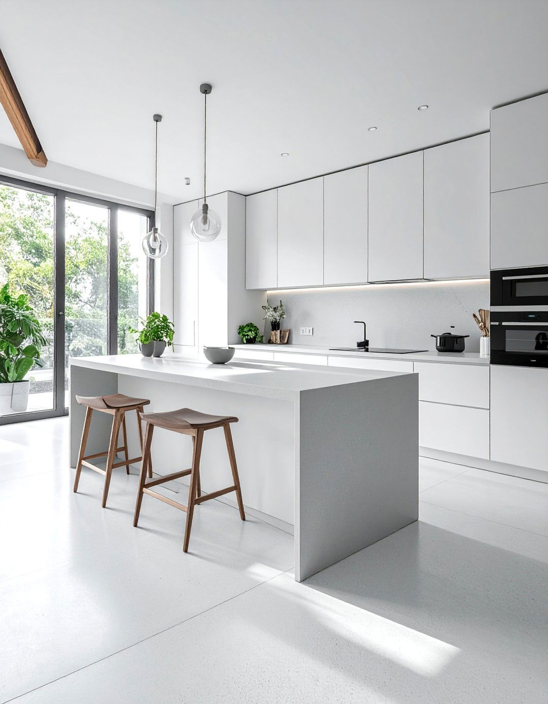 The Minimalist White Microcement Kitchen - 20 Microcement Kitchen Ideas for a Sleek Look