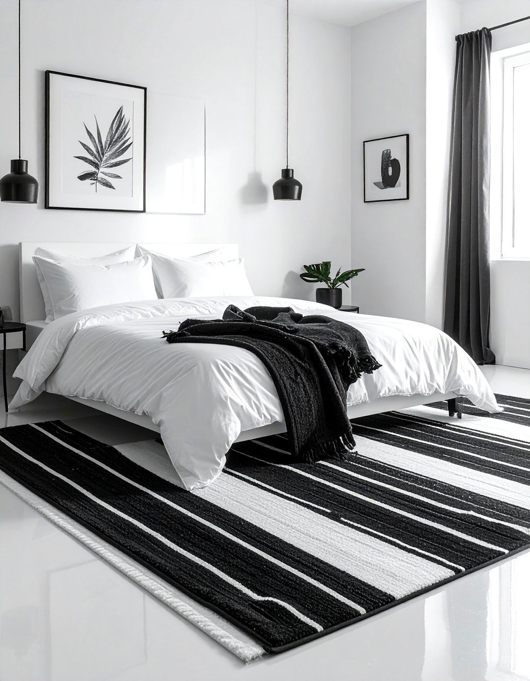The Power of Black and White Stripes - 40 Black and White Bedroom Ideas for Elegance