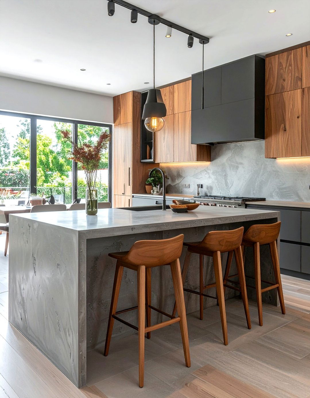 The Waterfall Microcement Kitchen Island - 20 Microcement Kitchen Ideas for a Sleek Look