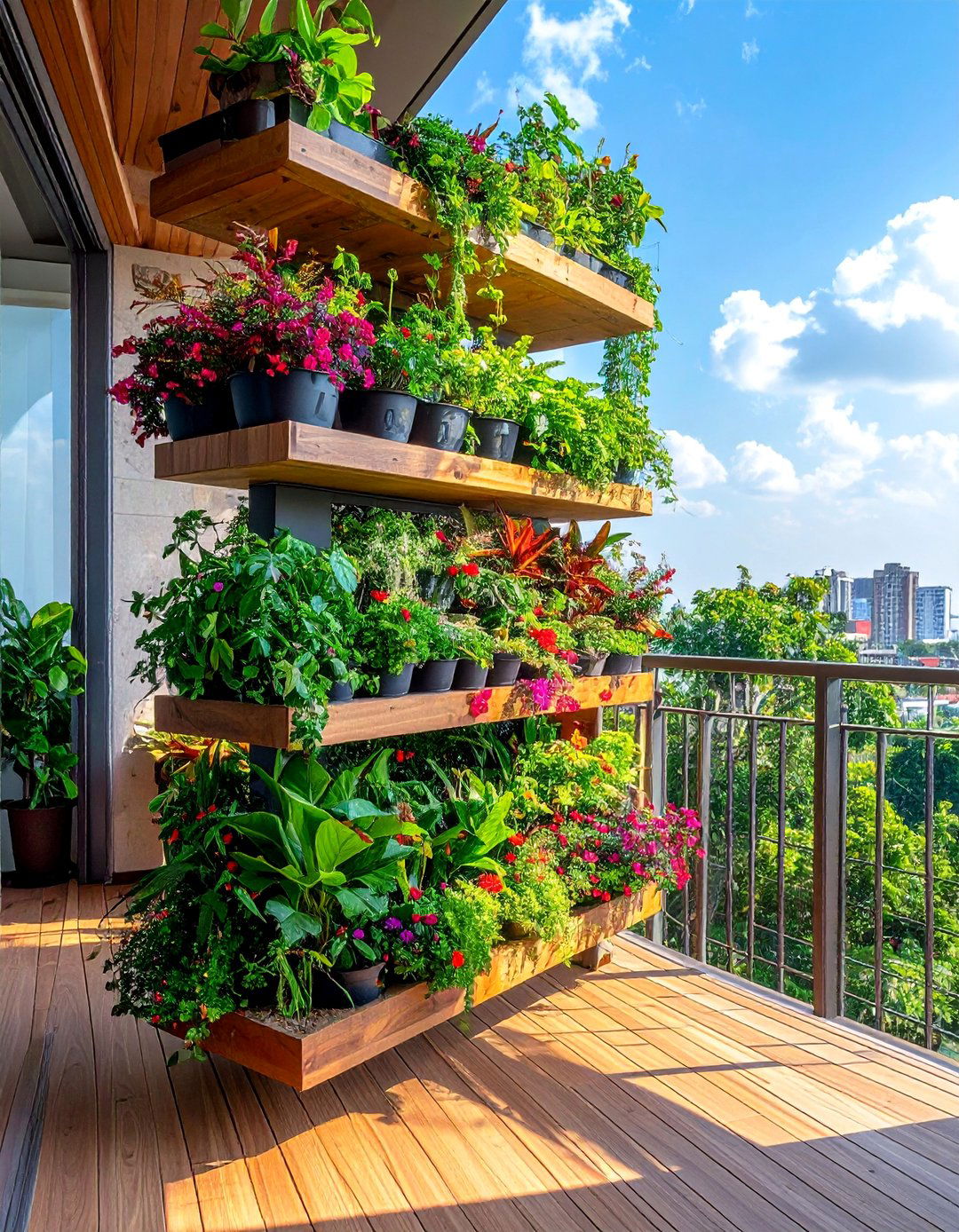 Tiered Plant Theater - 30 Small Balcony Ideas to Maximize Your Space