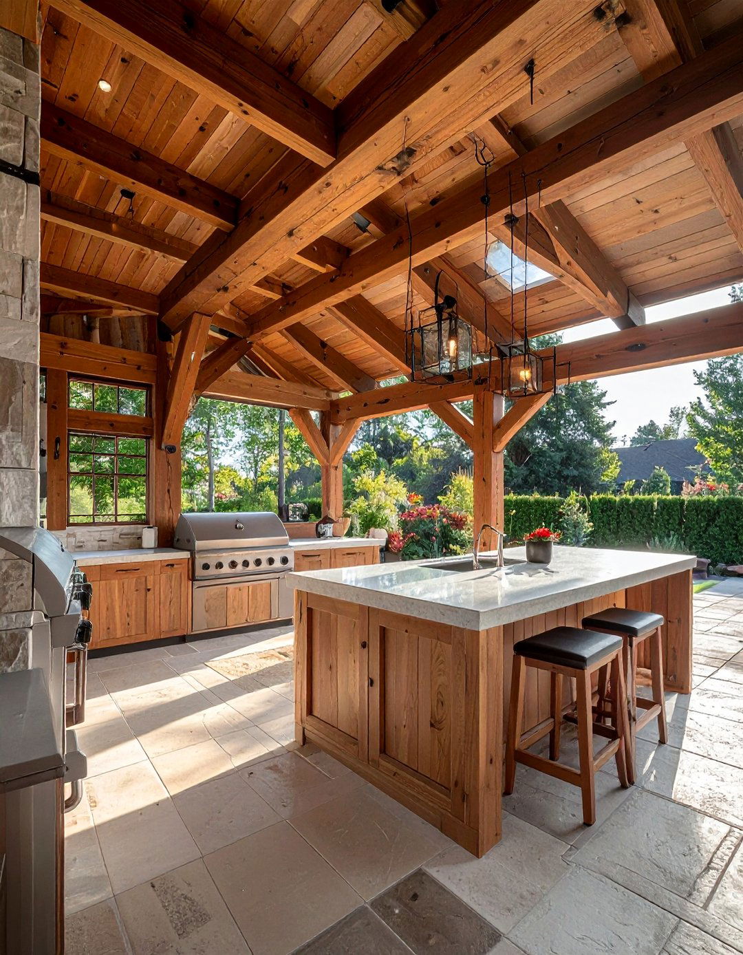 Timber Frame Pavilion Construction - 20 Outdoor Kitchen Roof Ideas for Shade and Style