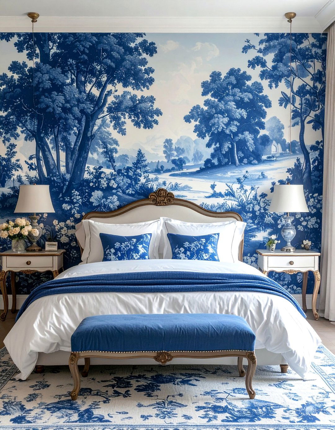 Toile de Jouy Wallpaper - 25 French Bedroom Decor Ideas for Elegant Spaces