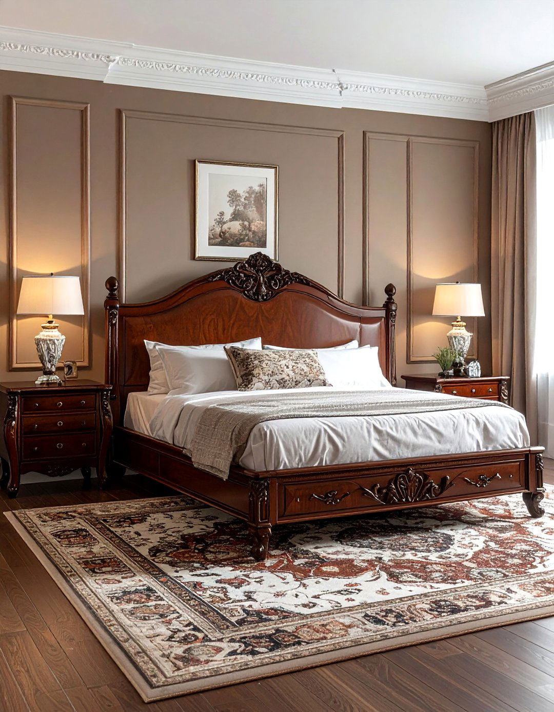 Traditional Brown Bedroom with Ornate Furniture - 25 Brown Bedroom Ideas for a Cozy and Warm Ambiance